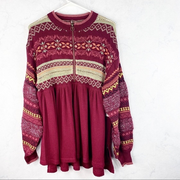 [Free People] Cabin Fever Pomegranate Sweater - Picture 8 of 12